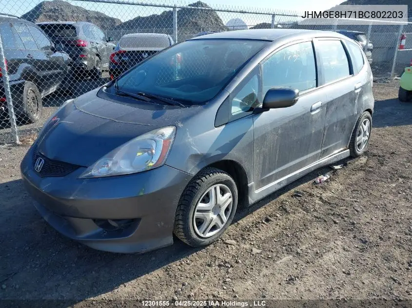 2011 Honda Fit Sport VIN: JHMGE8H71BC802203 Lot: 12301555X