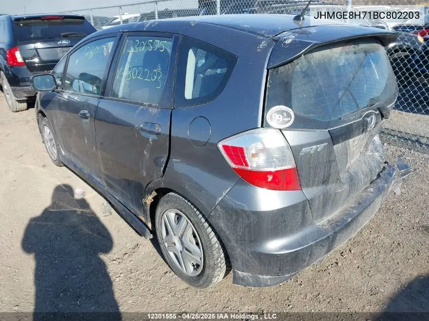 2011 Honda Fit Sport VIN: JHMGE8H71BC802203 Lot: 12301555X