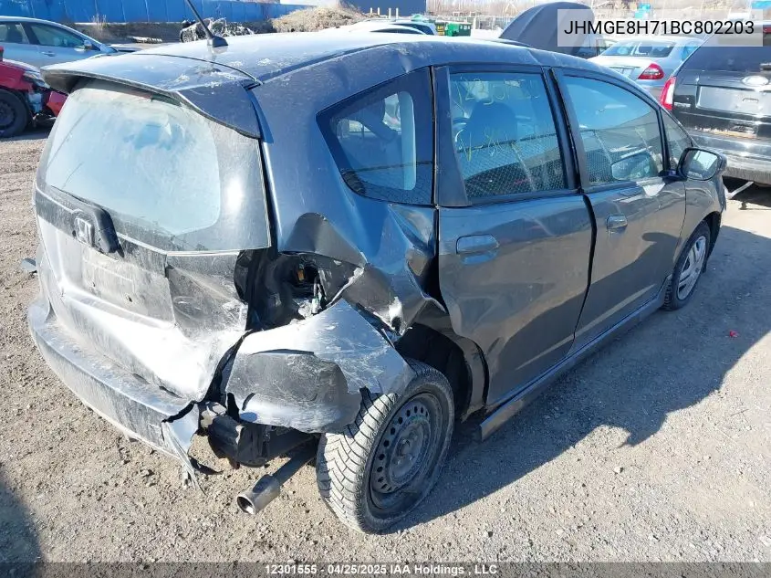 2011 Honda Fit Sport VIN: JHMGE8H71BC802203 Lot: 12301555X