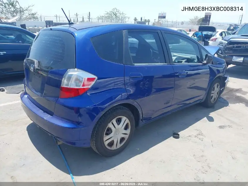 2011 Honda Fit VIN: JHMGE8H3XBC008314 Lot: 42615217