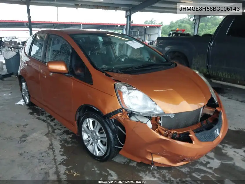 2011 Honda Fit Sport VIN: JHMGE8H58BC006143 Lot: 42770161