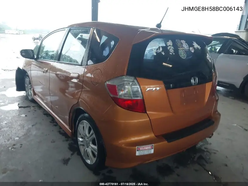 2011 Honda Fit Sport VIN: JHMGE8H58BC006143 Lot: 42770161
