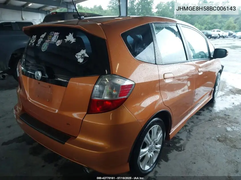 2011 Honda Fit Sport VIN: JHMGE8H58BC006143 Lot: 42770161