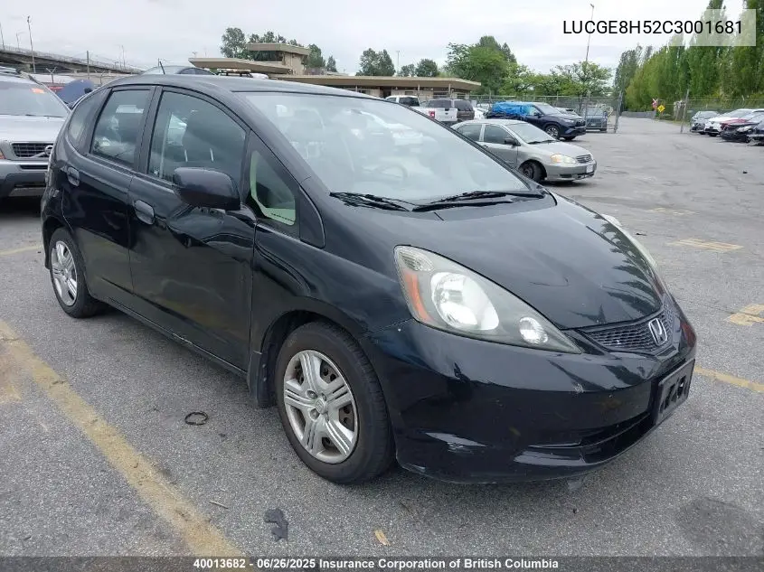 2012 Honda Fit VIN: LUCGE8H52C3001681 Lot: 40013682