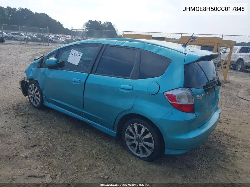 2012 Honda Fit Sport VIN: JHMGE8H50CC017848 Lot: 42567442