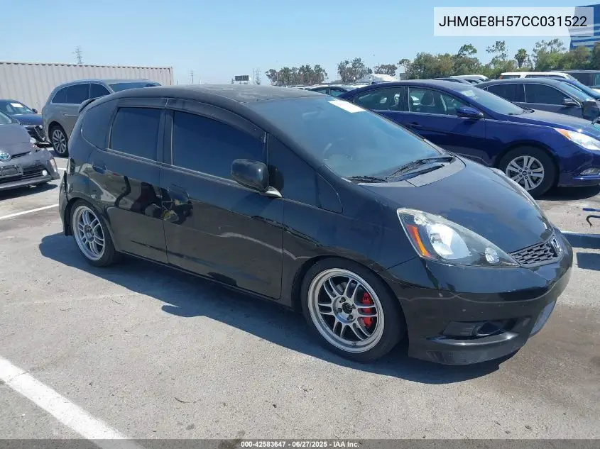 2012 Honda Fit Sport VIN: JHMGE8H57CC031522 Lot: 42583647