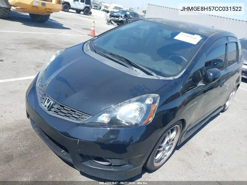 2012 Honda Fit Sport VIN: JHMGE8H57CC031522 Lot: 42583647
