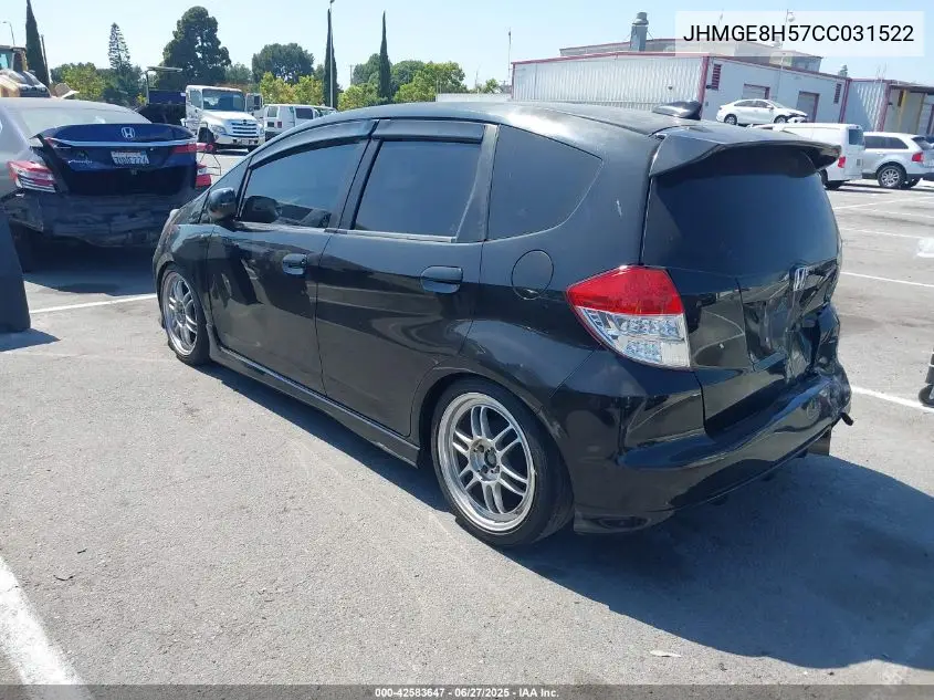 2012 Honda Fit Sport VIN: JHMGE8H57CC031522 Lot: 42583647