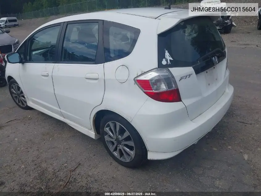 2012 Honda Fit Sport VIN: JHMGE8H56CC015604 Lot: 42595025