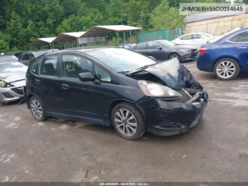 2012 Honda Fit Sport VIN: JHMGE8H55CC034645 Lot: 42595099