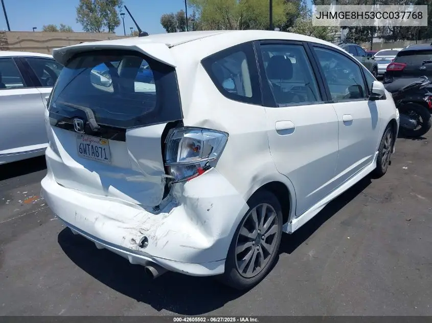 2012 Honda Fit Sport VIN: JHMGE8H53CC037768 Lot: 42605502