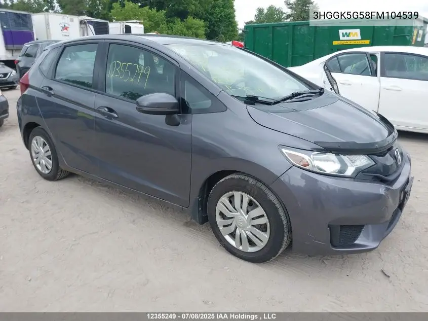 2015 Honda Fit VIN: 3HGGK5G58FM104539 Lot: 12355249