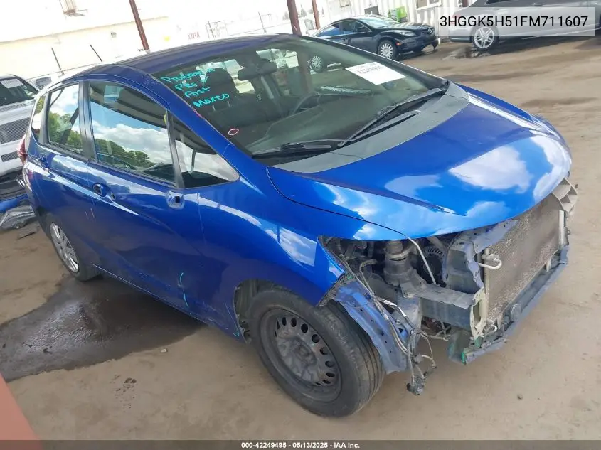 2015 Honda Fit Lx VIN: 3HGGK5H51FM711607 Lot: 42249495