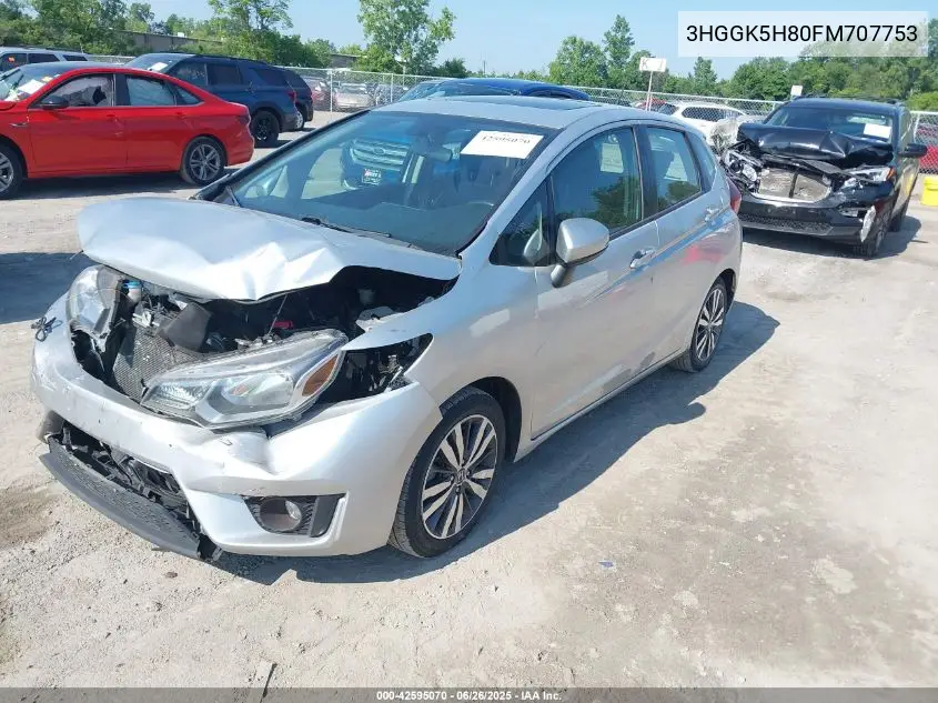 2015 Honda Fit Ex/Ex-L VIN: 3HGGK5H80FM707753 Lot: 42595070