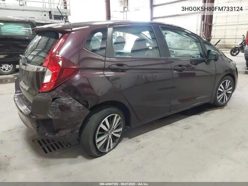 2015 Honda Fit Ex/Ex-L VIN: 3HGGK5H80FM733124 Lot: 42607392