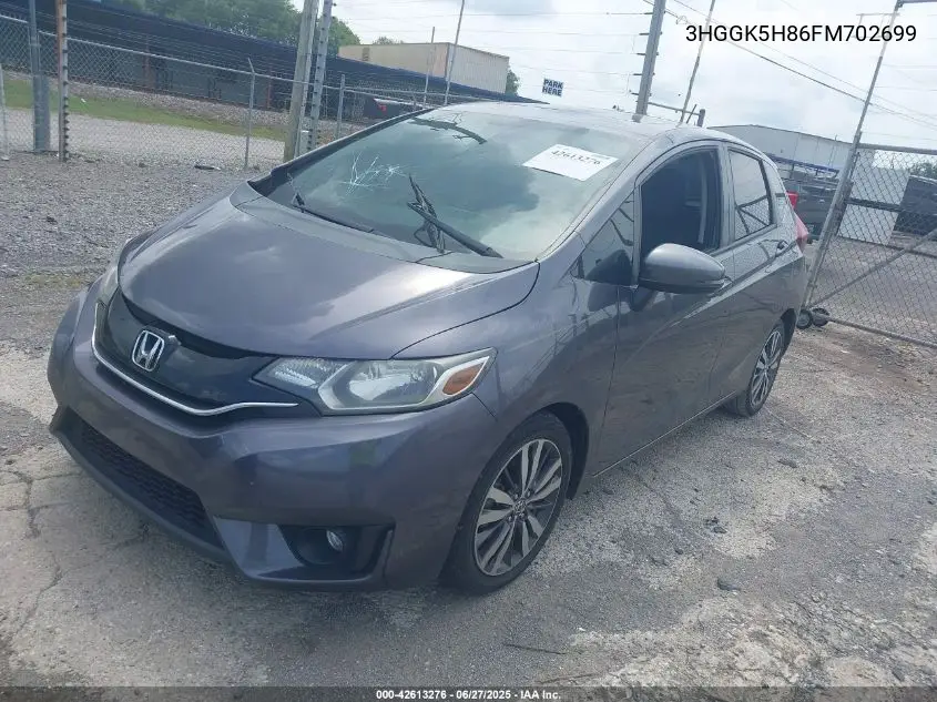 2015 Honda Fit Ex/Ex-L VIN: 3HGGK5H86FM702699 Lot: 42613276