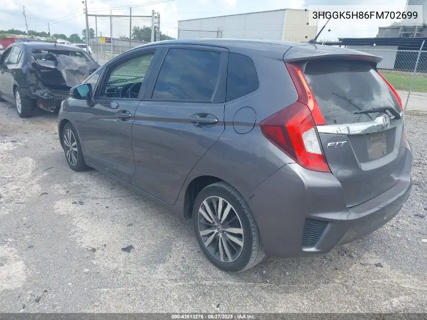 2015 Honda Fit Ex/Ex-L VIN: 3HGGK5H86FM702699 Lot: 42613276