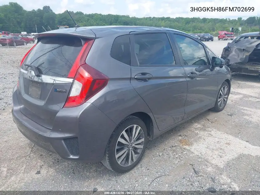2015 Honda Fit Ex/Ex-L VIN: 3HGGK5H86FM702699 Lot: 42613276