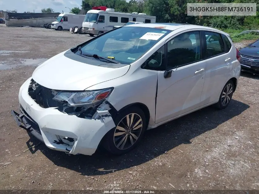 2015 Honda Fit Ex/Ex-L VIN: 3HGGK5H88FM736191 Lot: 42765654