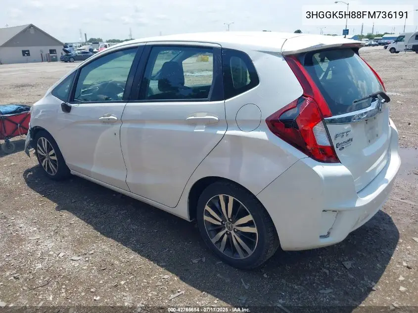 2015 Honda Fit Ex/Ex-L VIN: 3HGGK5H88FM736191 Lot: 42765654