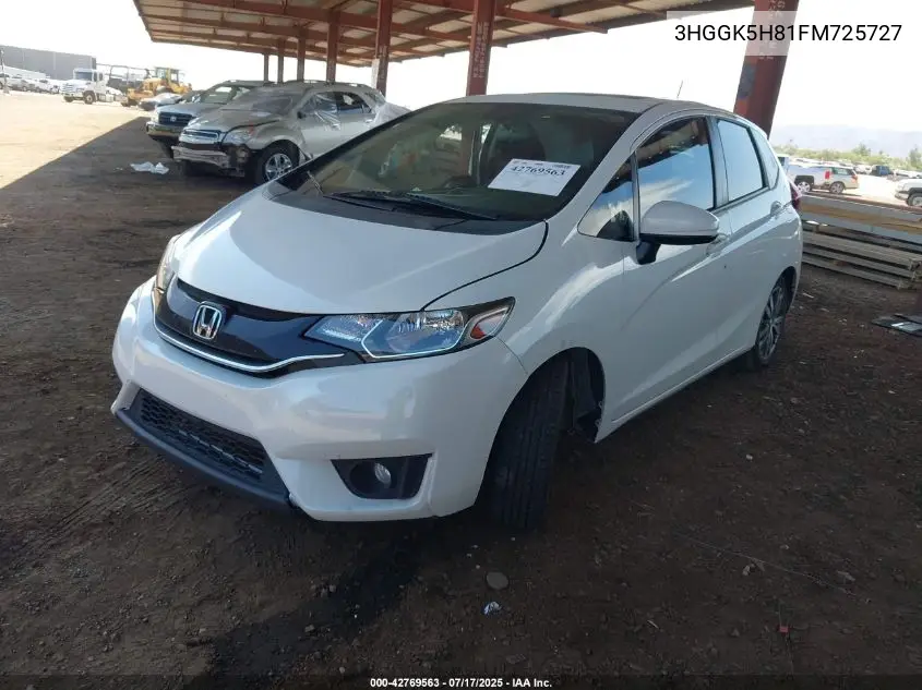 2015 Honda Fit Ex/Ex-L VIN: 3HGGK5H81FM725727 Lot: 42769563
