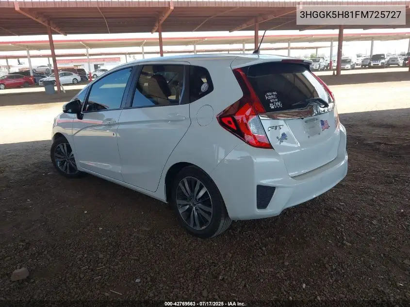 2015 Honda Fit Ex/Ex-L VIN: 3HGGK5H81FM725727 Lot: 42769563