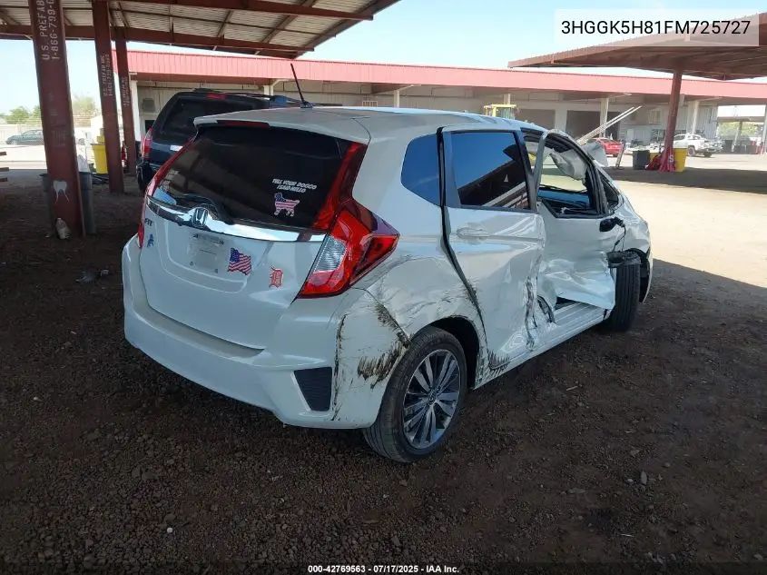 2015 Honda Fit Ex/Ex-L VIN: 3HGGK5H81FM725727 Lot: 42769563