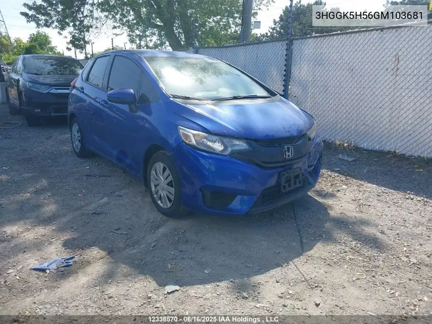 2016 Honda Fit Lx VIN: 3HGGK5H56GM103681 Lot: 12336570