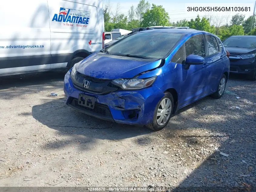 2016 Honda Fit Lx VIN: 3HGGK5H56GM103681 Lot: 12336570