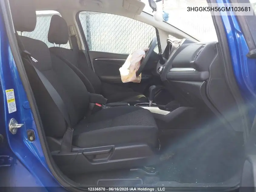 2016 Honda Fit Lx VIN: 3HGGK5H56GM103681 Lot: 12336570