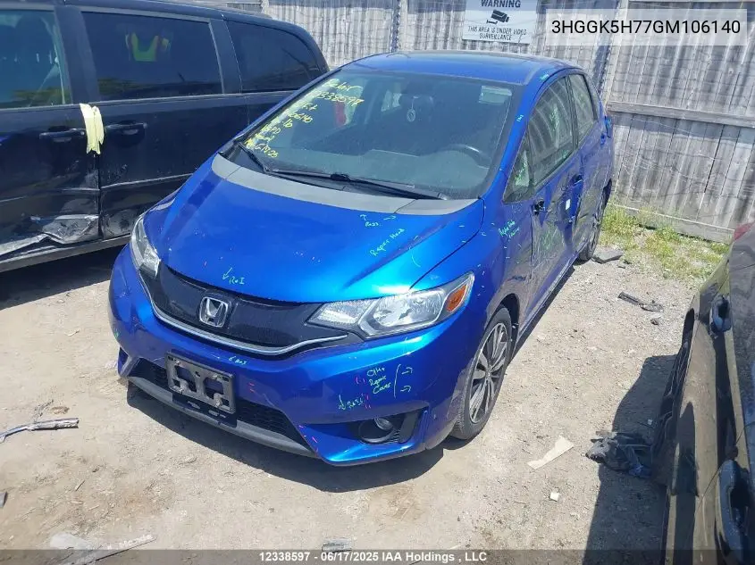 2016 Honda Fit VIN: 3HGGK5H77GM106140 Lot: 12338597