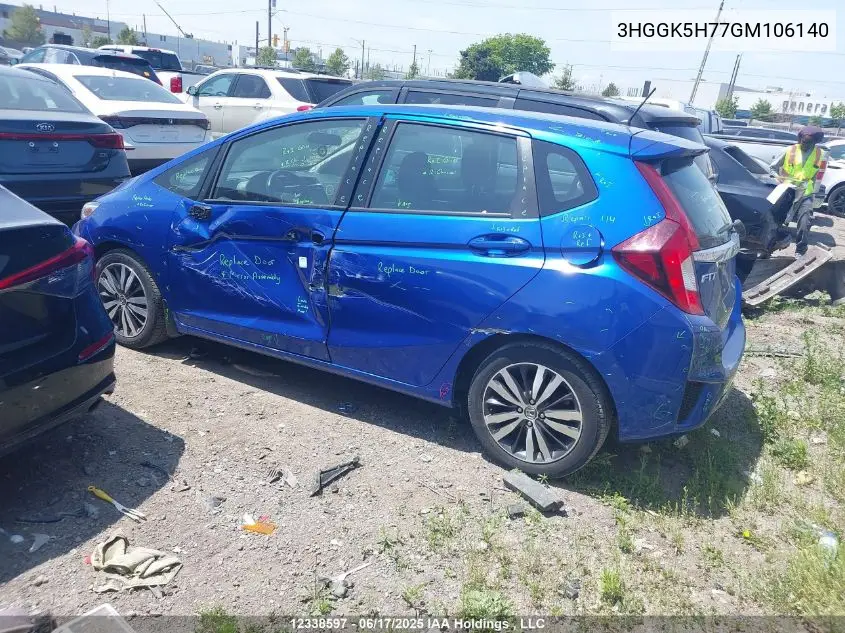 2016 Honda Fit VIN: 3HGGK5H77GM106140 Lot: 12338597