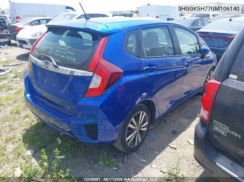 2016 Honda Fit VIN: 3HGGK5H77GM106140 Lot: 12338597