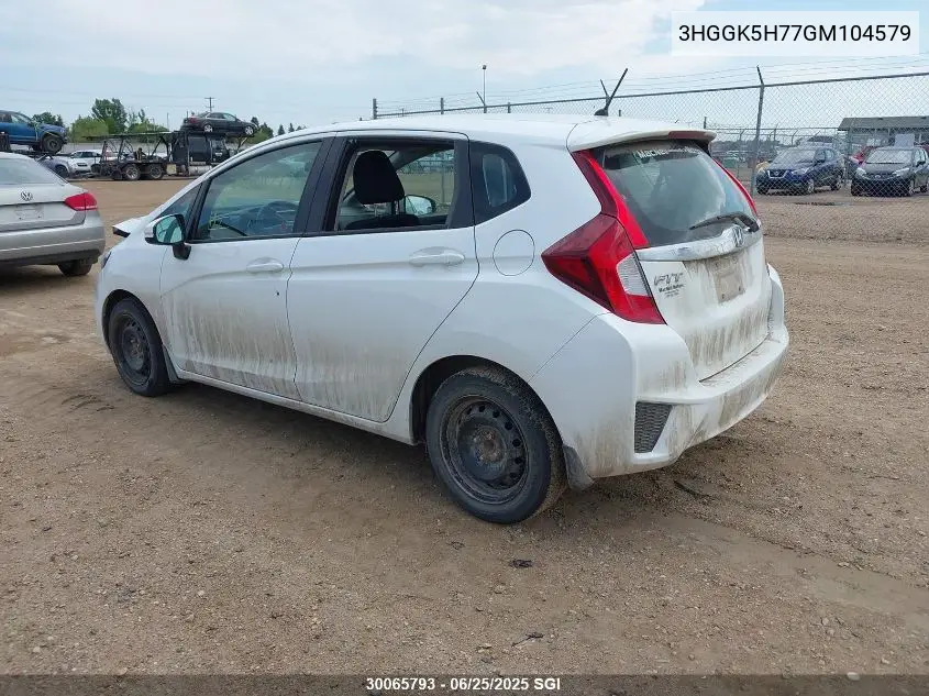 2016 Honda Fit Ex/Exl VIN: 3HGGK5H77GM104579 Lot: 30065793