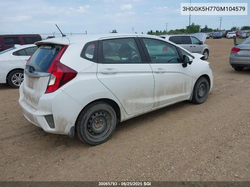 2016 Honda Fit Ex/Exl VIN: 3HGGK5H77GM104579 Lot: 30065793