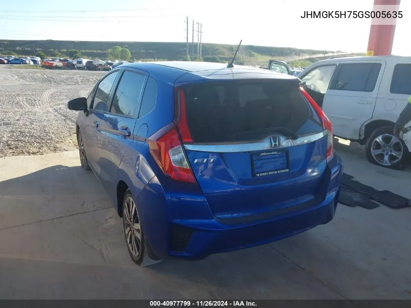2016 Honda Fit Ex VIN: JHMGK5H75GS005635 Lot: 40977799