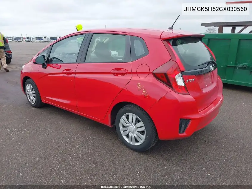 2016 Honda Fit Lx VIN: JHMGK5H52GX030560 Lot: 42080302