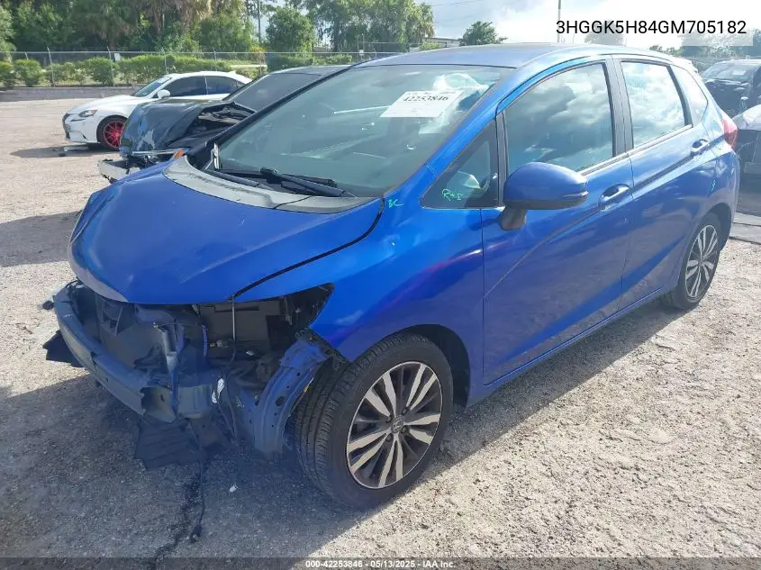 2016 Honda Fit Ex-L VIN: 3HGGK5H84GM705182 Lot: 42253846