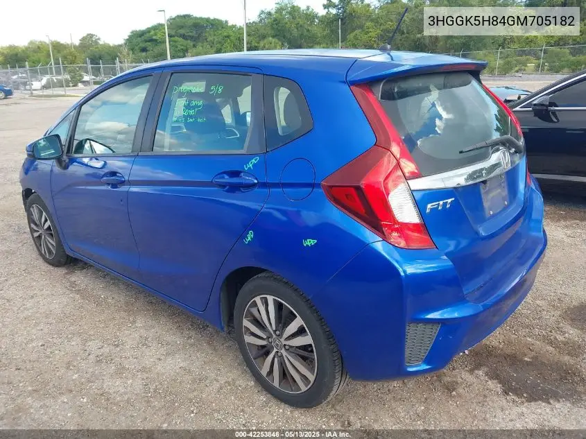 2016 Honda Fit Ex-L VIN: 3HGGK5H84GM705182 Lot: 42253846