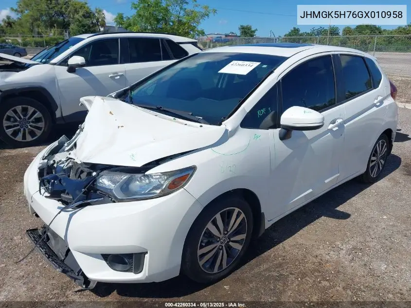 2016 Honda Fit Ex VIN: JHMGK5H76GX010958 Lot: 42260334
