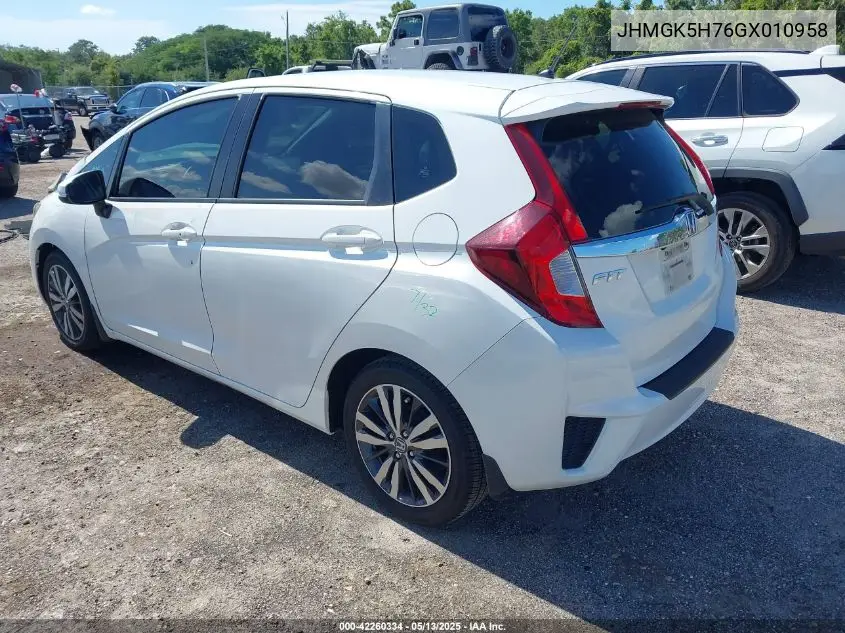 2016 Honda Fit Ex VIN: JHMGK5H76GX010958 Lot: 42260334