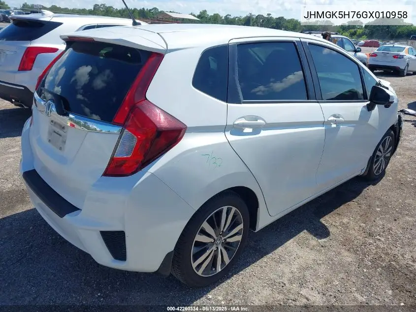 2016 Honda Fit Ex VIN: JHMGK5H76GX010958 Lot: 42260334