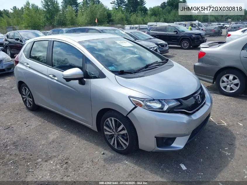 2016 Honda Fit Ex VIN: JHMGK5H72GX030818 Lot: 42681444