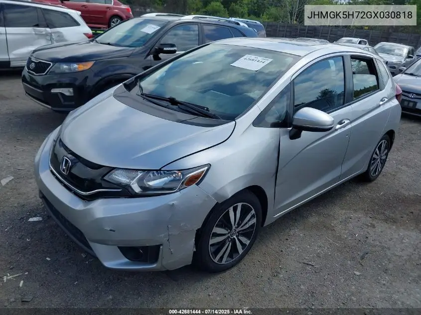 2016 Honda Fit Ex VIN: JHMGK5H72GX030818 Lot: 42681444