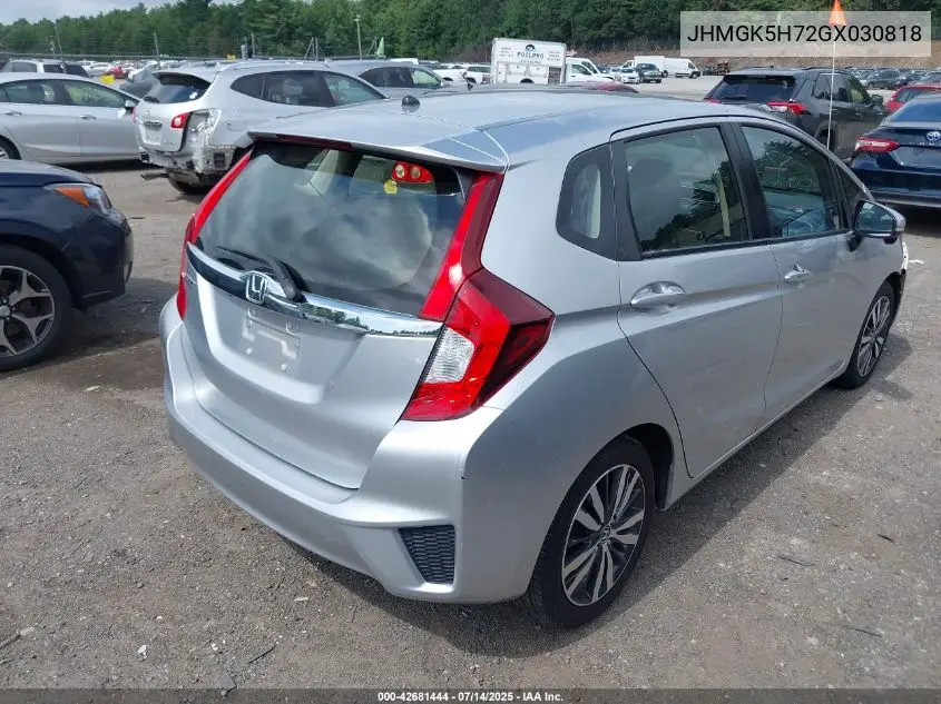 2016 Honda Fit Ex VIN: JHMGK5H72GX030818 Lot: 42681444