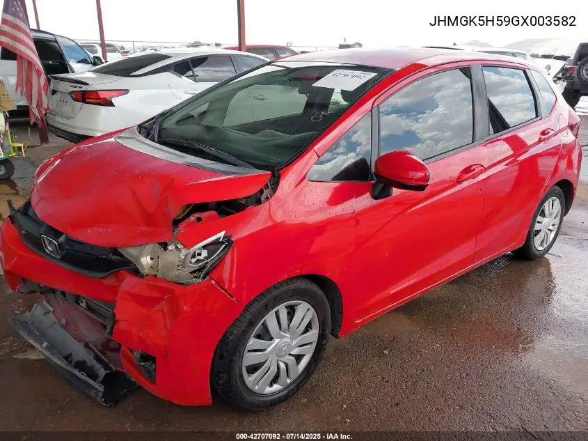 2016 Honda Fit Lx VIN: JHMGK5H59GX003582 Lot: 42707092