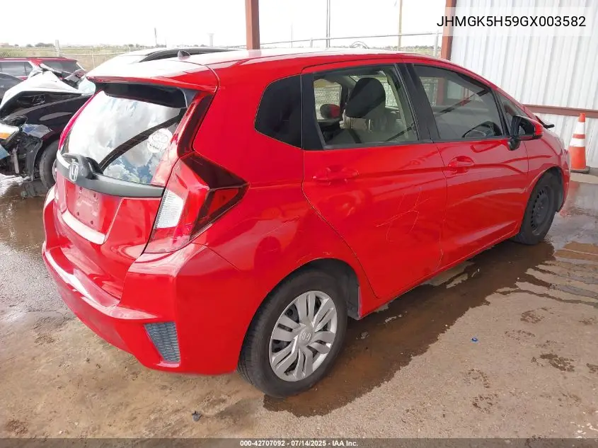 2016 Honda Fit Lx VIN: JHMGK5H59GX003582 Lot: 42707092