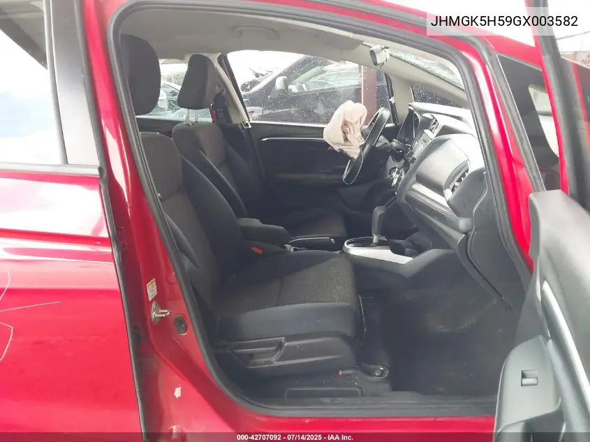 2016 Honda Fit Lx VIN: JHMGK5H59GX003582 Lot: 42707092