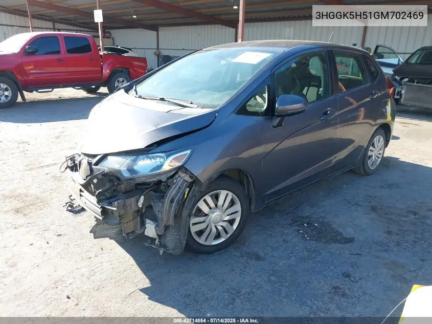 2016 Honda Fit Lx VIN: 3HGGK5H51GM702469 Lot: 42714854