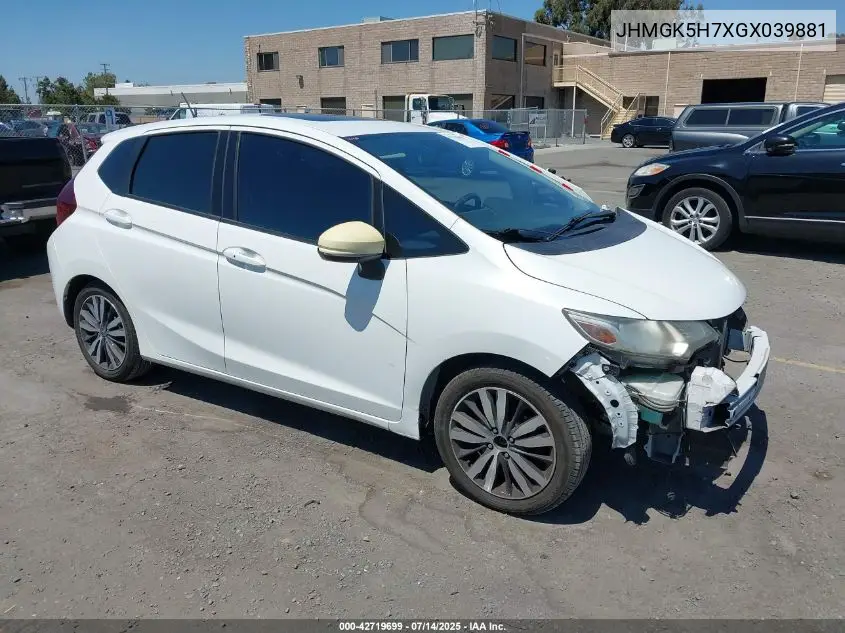 2016 Honda Fit Ex VIN: JHMGK5H7XGX039881 Lot: 42719699